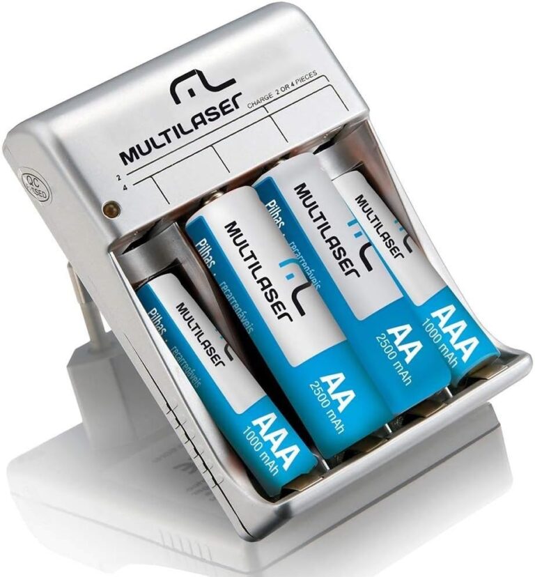 Carregador De Pilhas Aa/Aaa + 2 Pilhas Aa 2500Mah + 2 Pilhas Aaa 1000Mah Multilaser - CB045